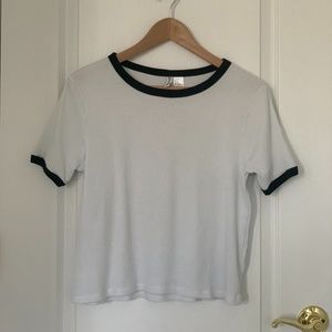 Ribbed White & Black Lined T-Shirt